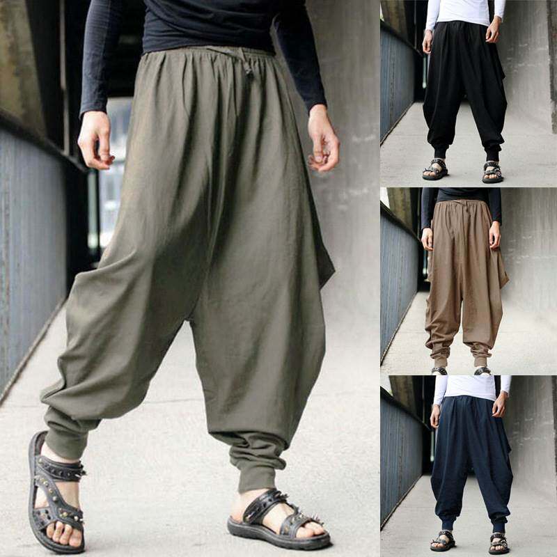 Men Harem Pants Cotton Linen Loose Baggy Trouser Gypsy Pants