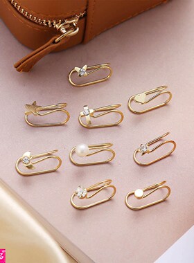European American U- non-pierced ear bone clips earrings set