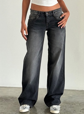 Casual straight jeans秋季高质量欧美女士新款潮直筒休闲牛仔裤