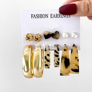 Exaggerated Ear ring atmosphere retro Leopard earrings set