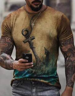 short sleeve 休闲短袖 round T恤 shirt neck Casual printed