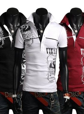 Men's Stand Collar Cotton T Shirt Camisa Polo Shirts 男