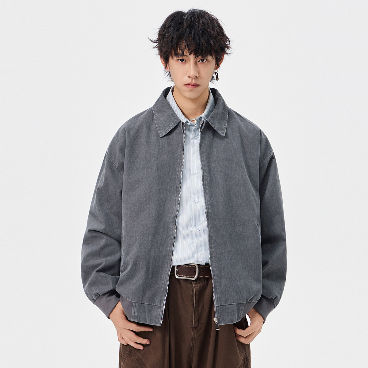 STA复古街头牛仔夹克翻领外套男