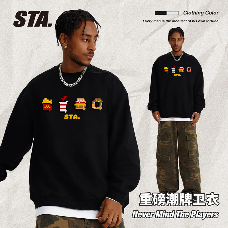 STA卫衣街头无帽圆领通勤长袖男