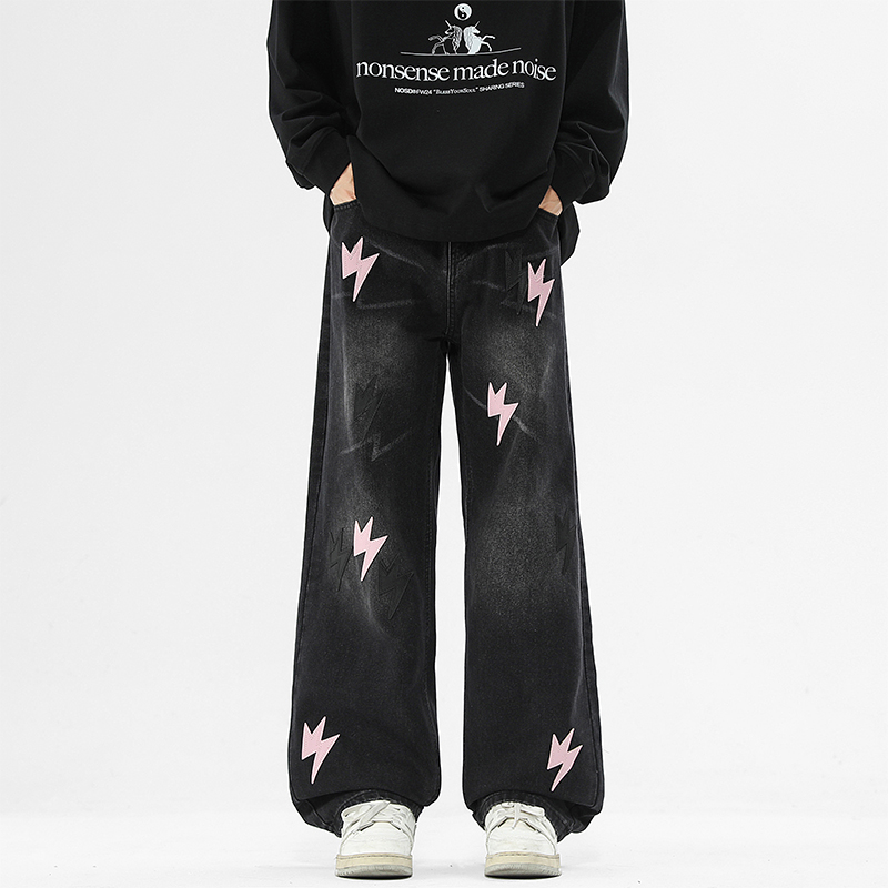 STA美式宽松水洗牛仔裤直筒复古