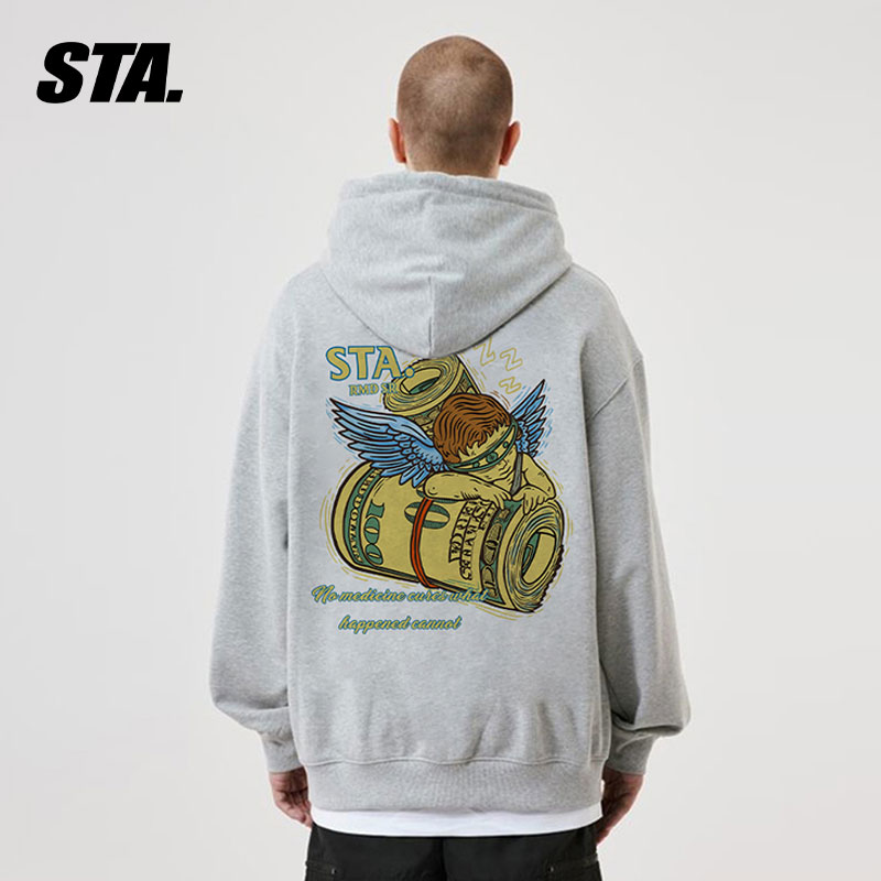 STA通勤美式连帽卫衣宽松保暖男