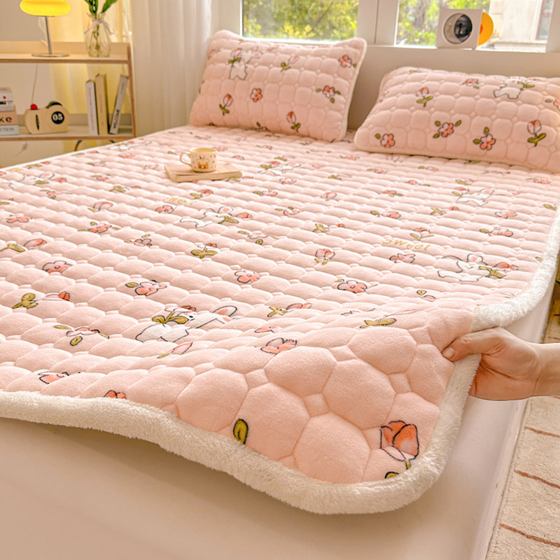 冬天加绒床垫软垫家用卧室牛奶绒加厚床毯床褥垫被珊瑚绒毛绒床盖