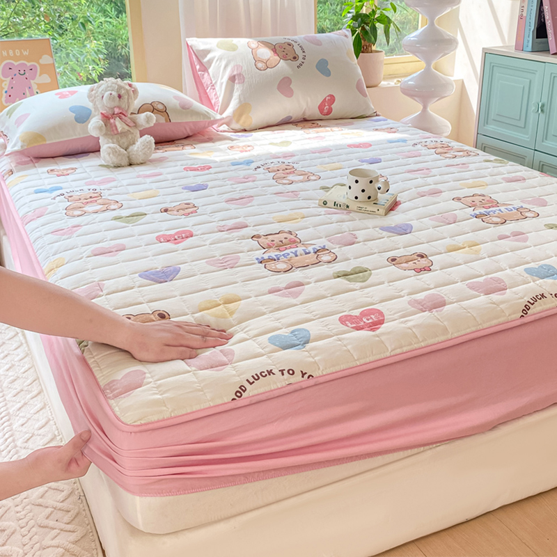 加厚夹棉床笠罩单件2024新款四季通用非纯棉床单隔脏床垫床包套