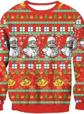 Creative 3D snowman print loose hoodie创意3D雪人印花宽松卫衣