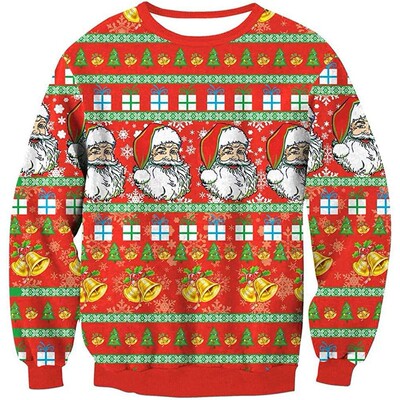 Creative 3D snowman print loose hoodie创意3D雪人印花宽松卫衣