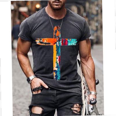 O Neck Street Trend Colorful Printed Vintage Tshirts For Men