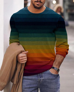 3D color round collar long sleeve T-shirt  3D彩色圆领长袖T恤