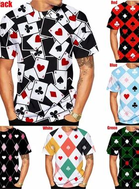Creative 3D poker oversized short sleeves 创意3D扑克大码短袖