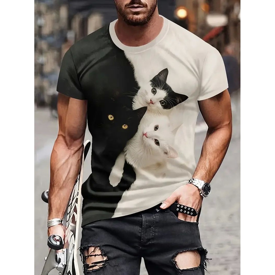 3D animal print oversized short sleeve    3D动物印花大码短袖