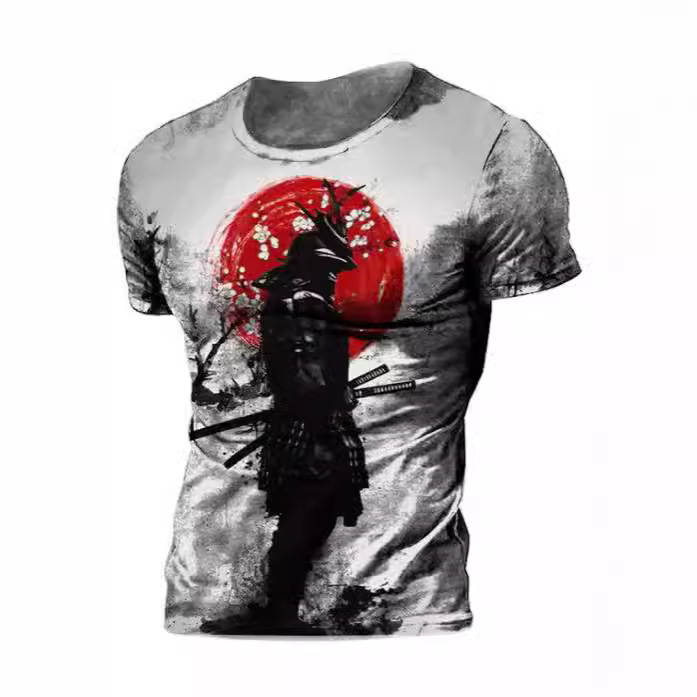 3D anime print round neck men's T-shirt3D动漫印花男士T恤上衣