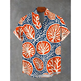 Printed Men Sleeve 衬衫 Shirt Short Lapel 3D印花翻领短袖