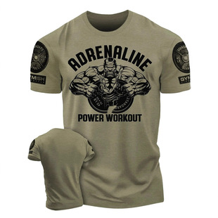男士3D印花圆领运动上衣Men's 3D printed round neck sports top