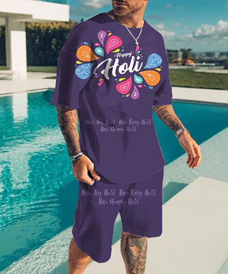 3D印花宽松短裤两件套