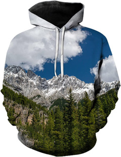 plus print size hoodie 连帽卫衣 3D风景印花大码 landscape