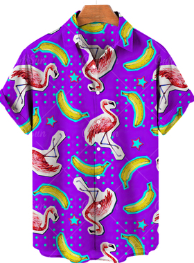 Casual 3D printed plus-size lapel shirt   休闲3D大码翻领衬衣