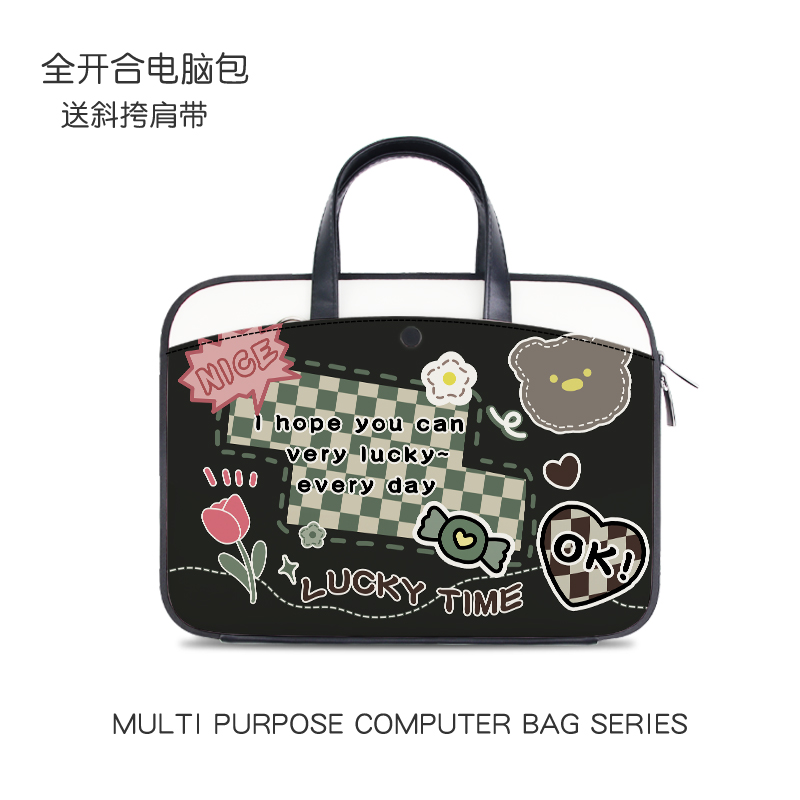 可爱卡通电脑包女士2024新款14寸手提适用联想小新pro16笔记本苹果macbook15点6保护套华为matebook13内胆包