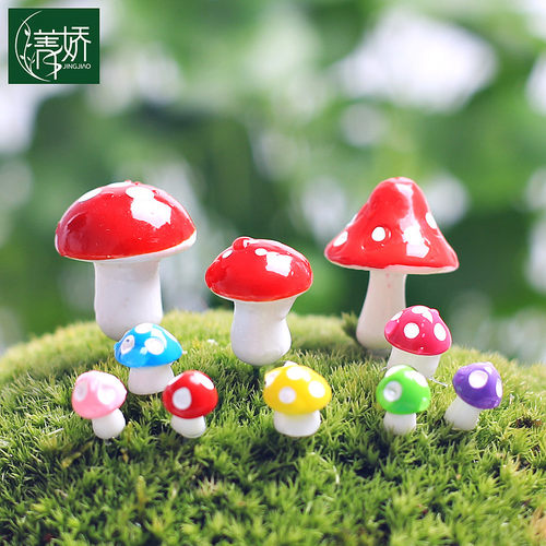 diy仿真迷你蘑菇瓢虫绿植物摆件