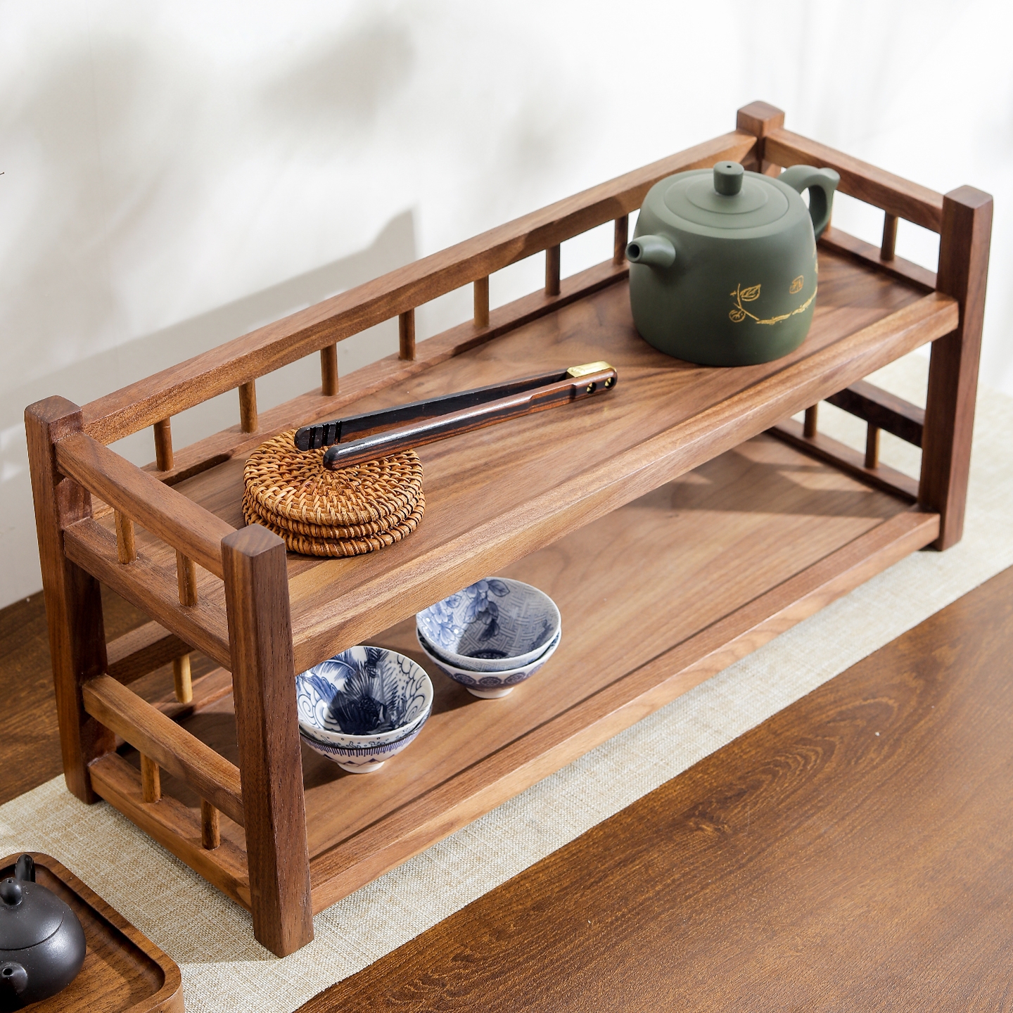 万斯坚茶具架实木收纳茶杯架