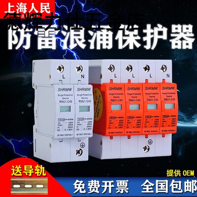 上海人民浪涌保护器单相光伏2P家用电源防雷器三相4P避雷电涌模块