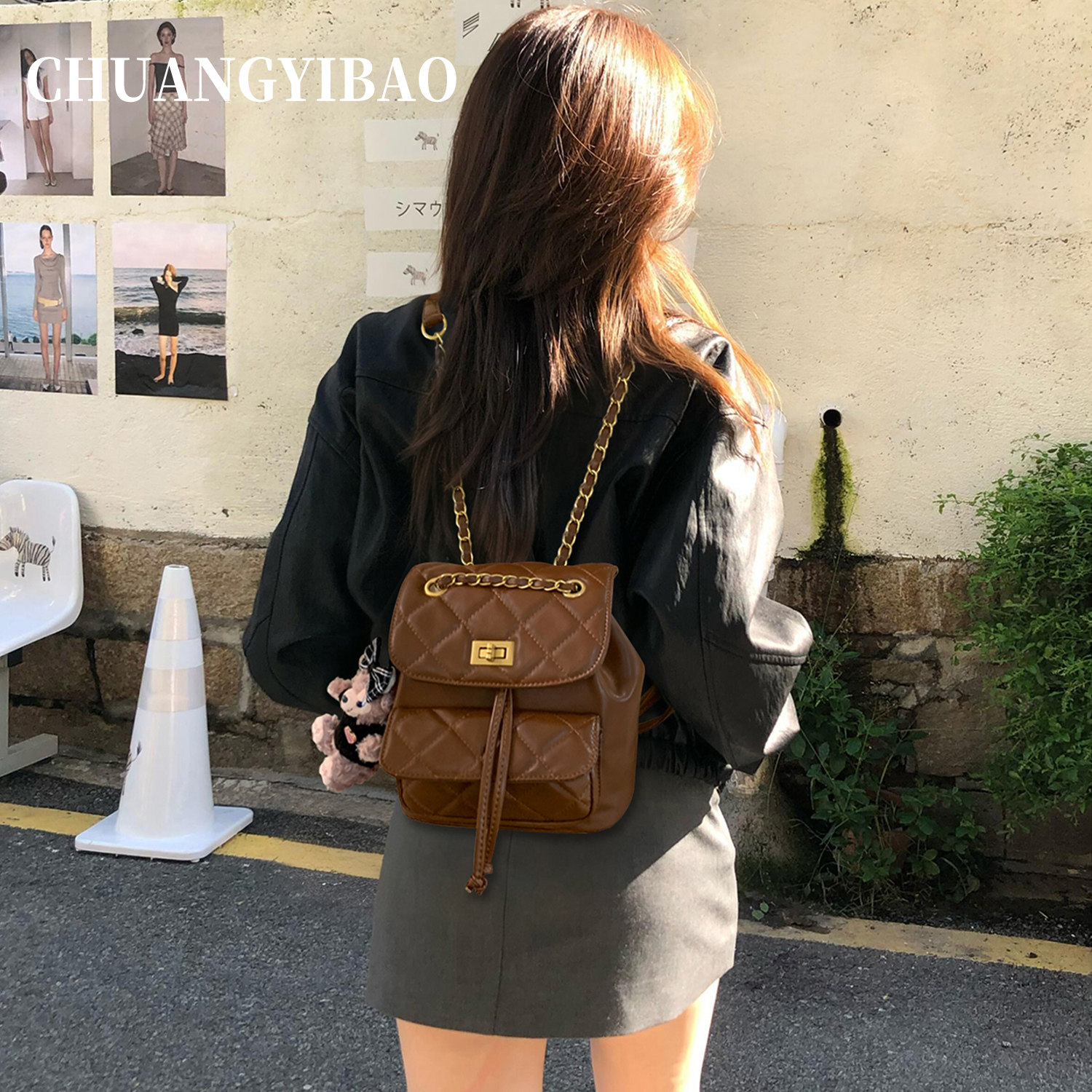 超火小香风链条双肩包包女2025新款潮秋冬轻奢小众高级感通勤背包,箱包皮具/热销女包/男包,双肩背包,淘宝优惠券,粉丝福利购,淘宝优惠卷