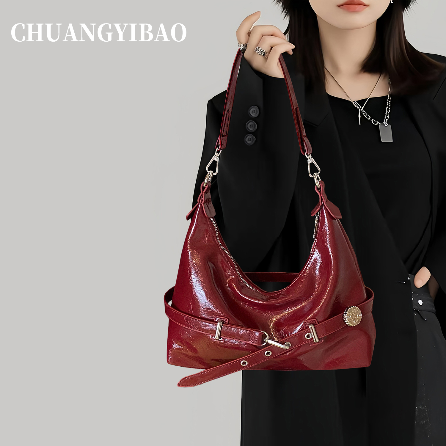 【品牌直营】红色超火腋下包包