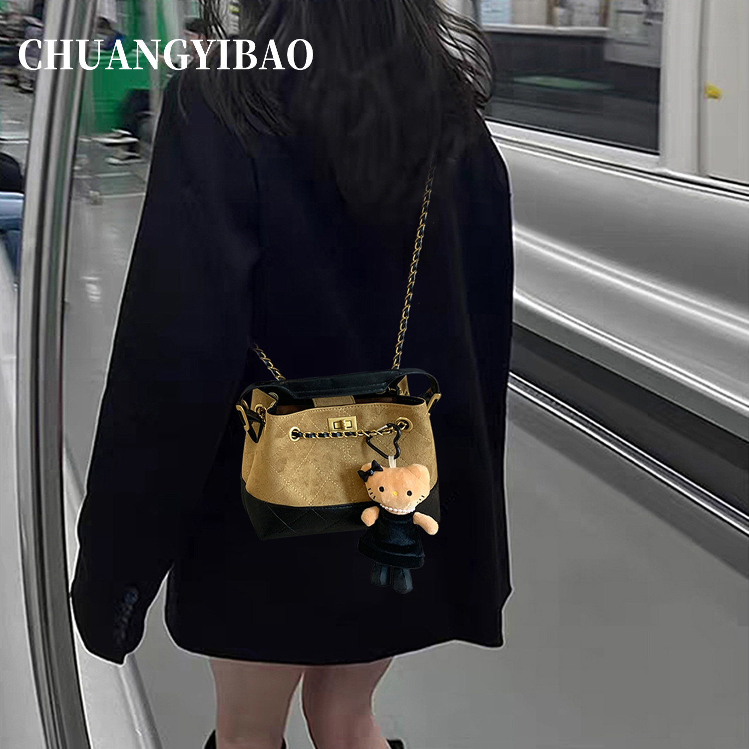 超火高级感麂皮链条包包女2025新款秋冬潮轻奢小众通勤单肩斜挎包,箱包皮具/热销女包/男包,单肩包,淘宝优惠券,粉丝福利购,淘宝优惠卷