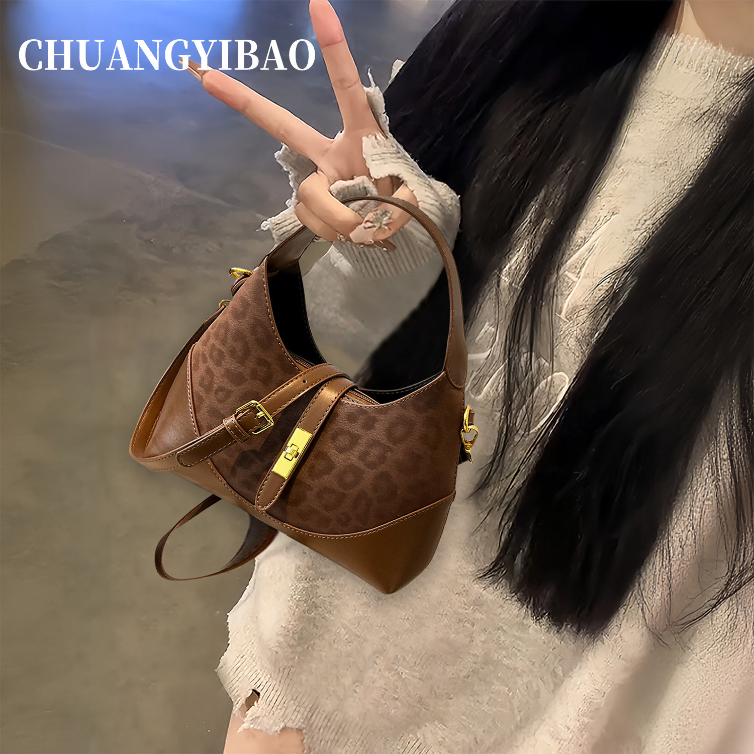 通勤超火豹纹饺子包包女式2026新款轻奢小众高级感复古手提小拎包,箱包皮具/热销女包/男包,单肩包,淘宝优惠券,粉丝福利购,淘宝优惠卷