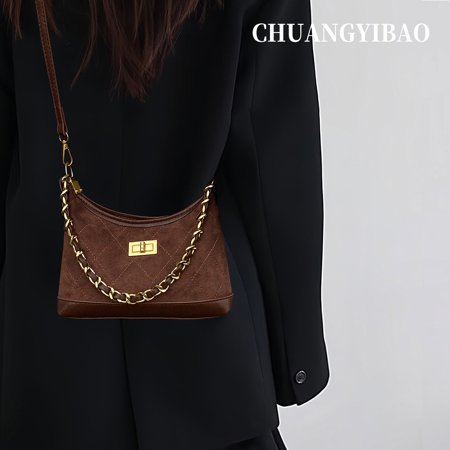 咖色超火链条腋下包包女2025新款潮秋冬轻奢小众高级感百搭斜挎包,箱包皮具/热销女包/男包,腋下包,淘宝优惠券,粉丝福利购,淘宝优惠卷