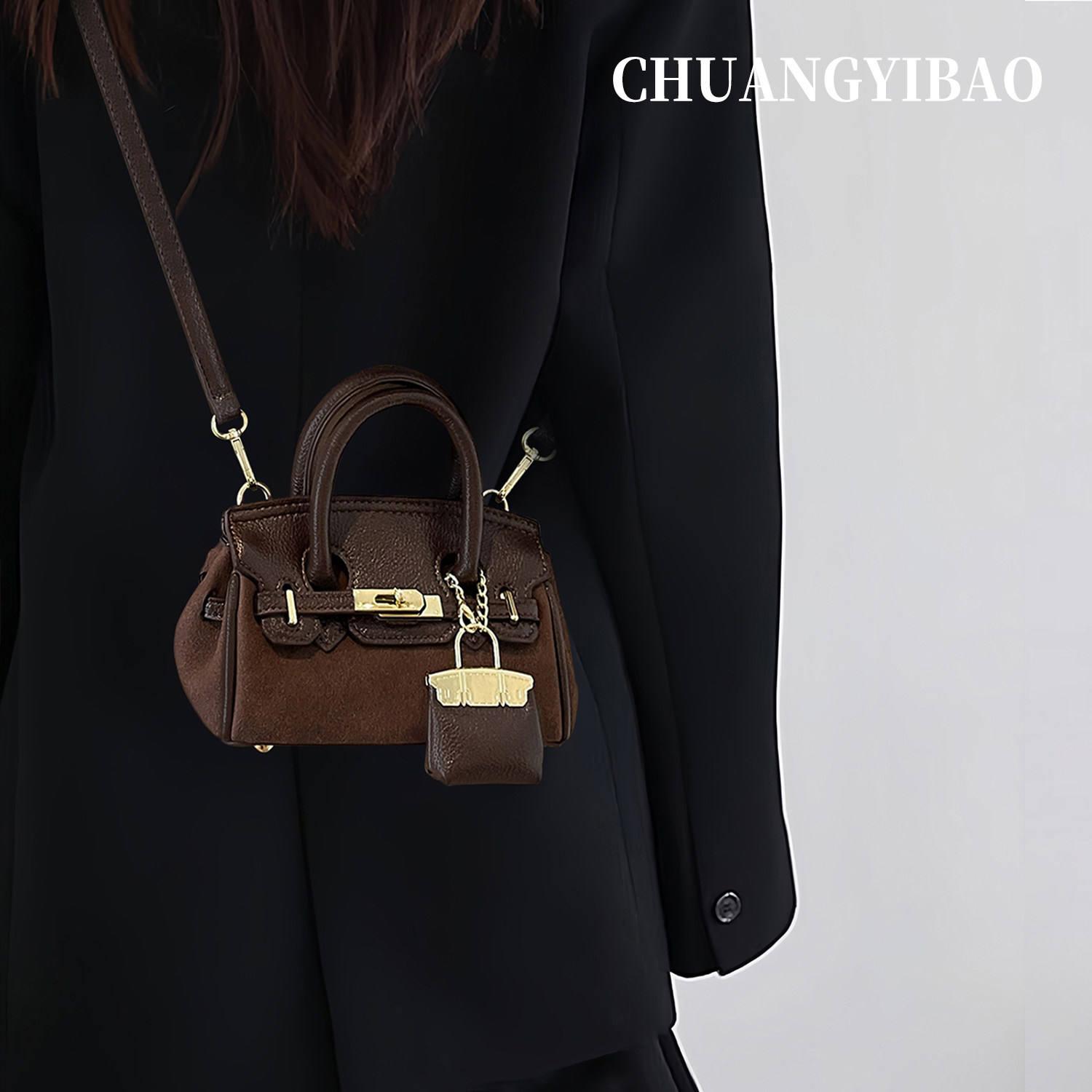 咖色超火麂皮手提凯莉包包女2025新款秋冬轻奢小众高级感斜挎小包,箱包皮具/热销女包/男包,单肩包,淘宝优惠券,粉丝福利购,淘宝优惠卷