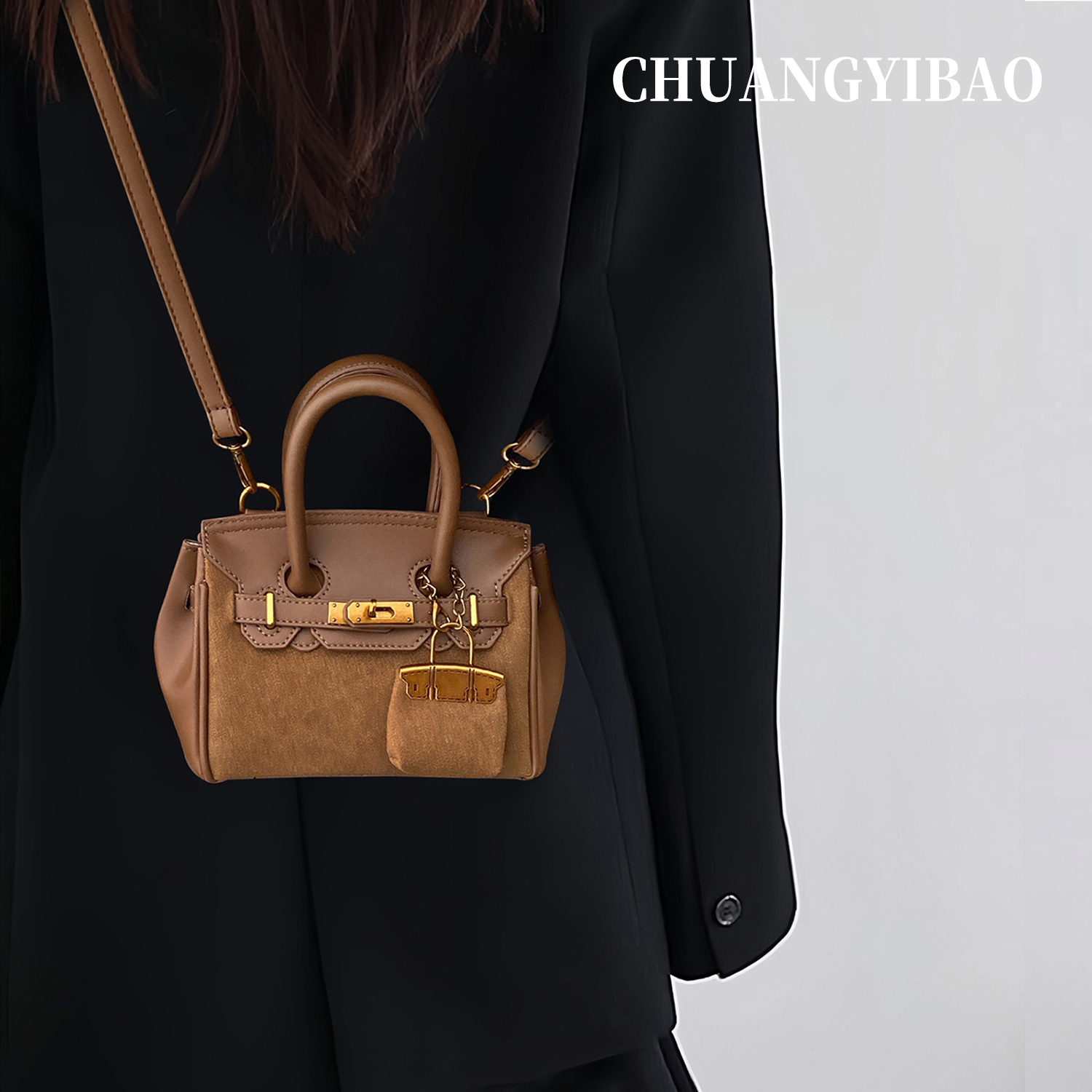 【品牌直营】超火麂皮手提凯莉包