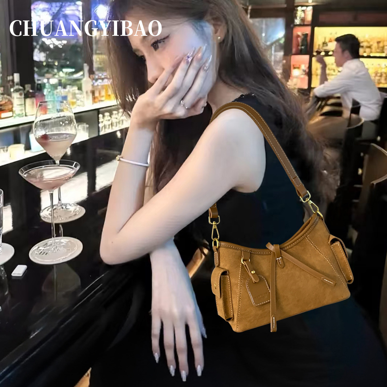 麂皮腋下包包女式2025新款秋冬高端大气轻奢小众高级感通勤斜挎包,箱包皮具/热销女包/男包,腋下包,淘宝优惠券,粉丝福利购,淘宝优惠卷