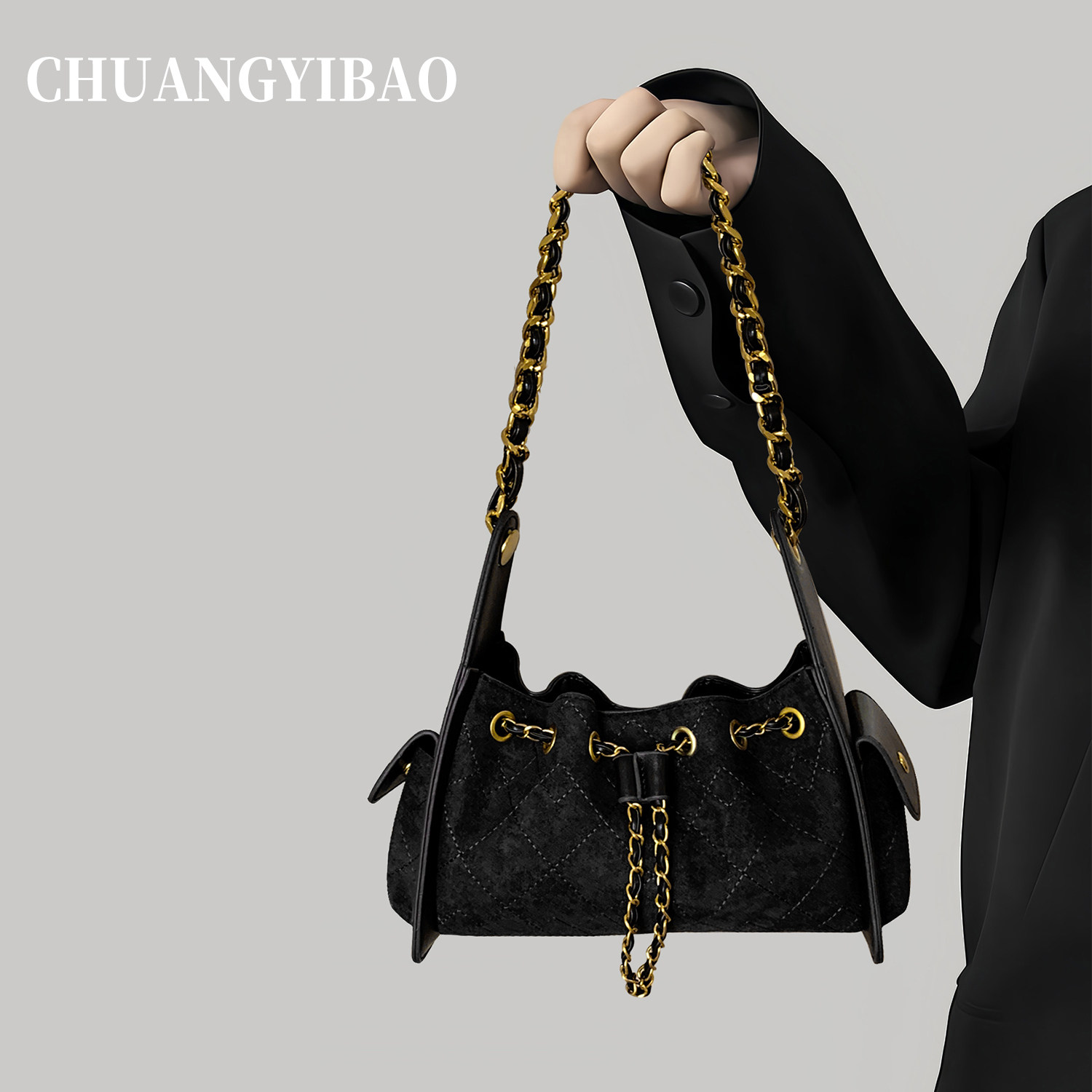 小众菱格链条腋下包包女2025新款百搭大容量通勤单肩包洋气斜挎包,箱包皮具/热销女包/男包,腋下包,淘宝优惠券,粉丝福利购,淘宝优惠卷