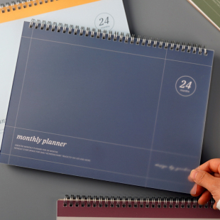 3023 自填日期每周计划加厚纸张不洇墨桌面用本 A4双线圈月计划本 工作手账简约风24张 言本文具