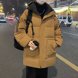 中长款保暖男士羽绒服潮牌冬季白鸭绒青年加厚加棉连帽羽绒外套