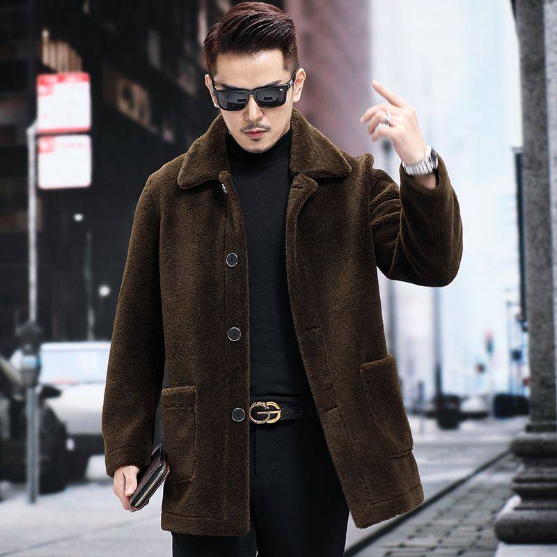 100%羊羔毛颗粒羊剪绒大衣皮草商务男士中长款皮毛一体外套新款冬,男装,皮草,淘宝优惠券,粉丝福利购,淘宝优惠卷
