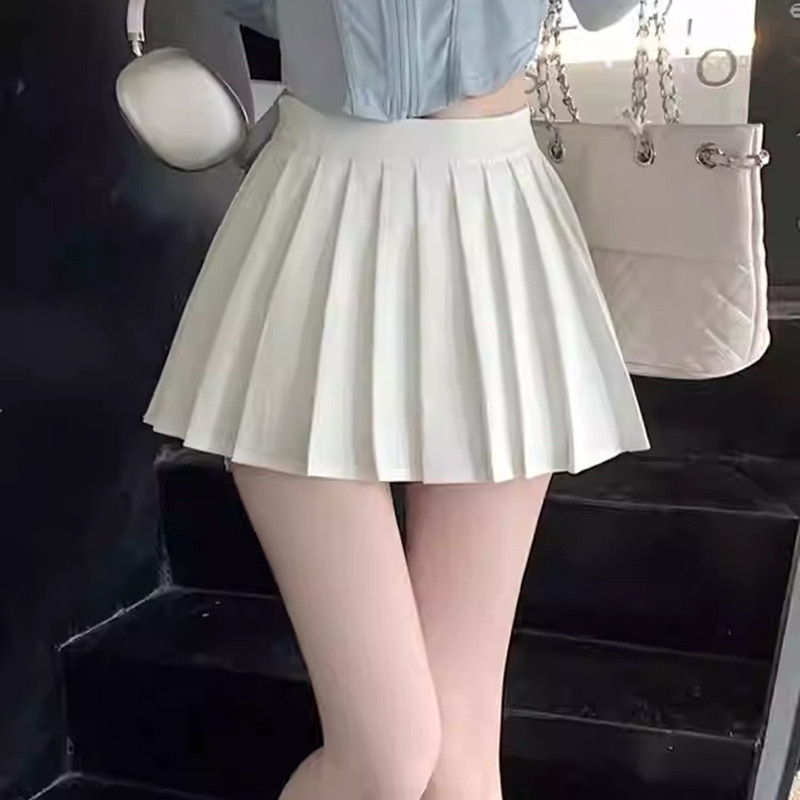 小个子显高百搭白色百褶超短裙