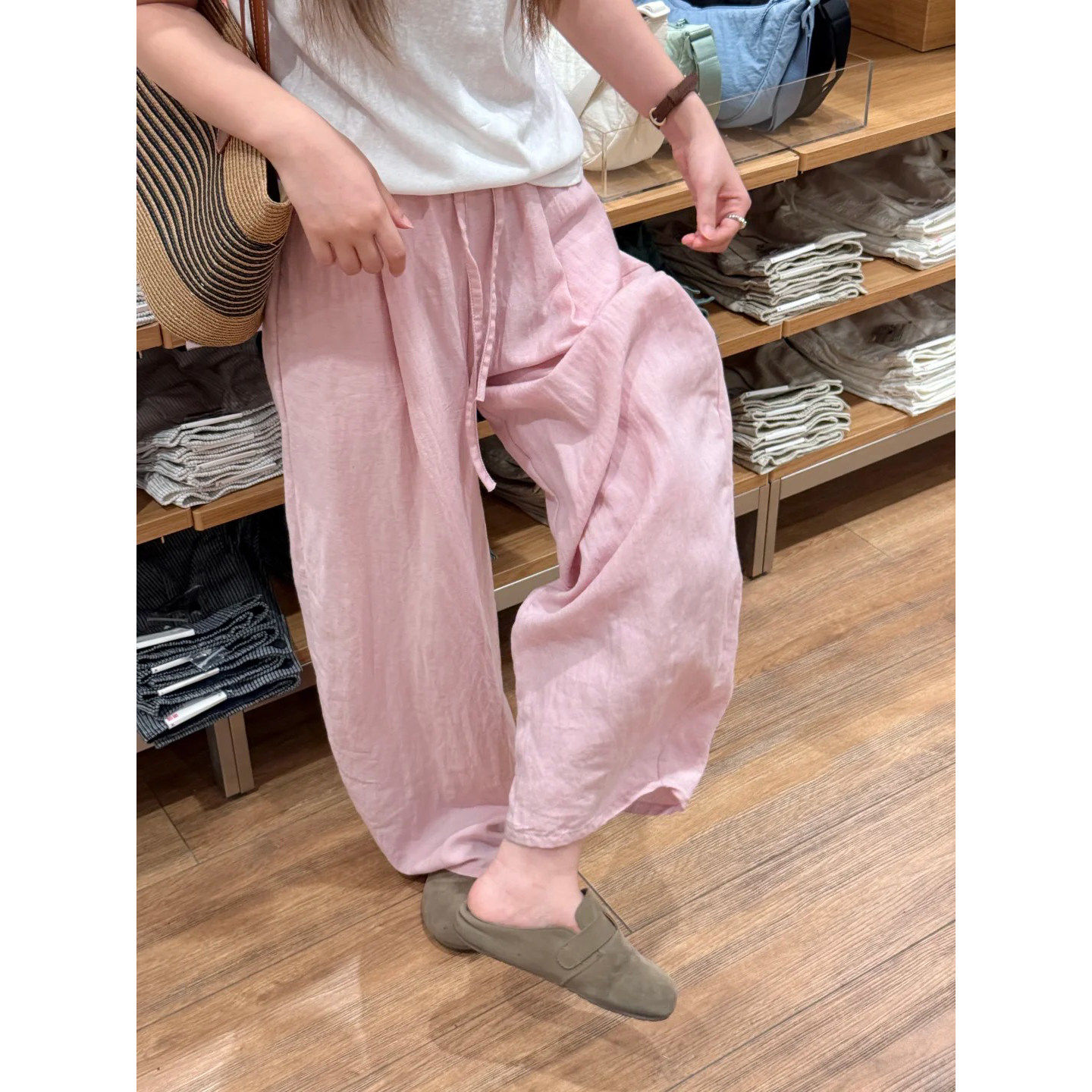 夏日冰丝大码显瘦阔腿裤女