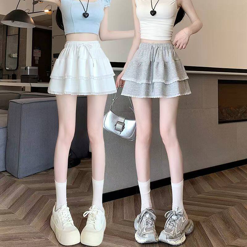 夏季灰色运动高腰显瘦防走光短裙