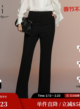 XG/雪歌XK302014A590黑色休闲裤2025秋季新款微弹设计微喇长裤女