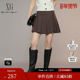 新款 雪歌XK303013A572深咖色半身裙2025秋季 不规则百褶短裙女