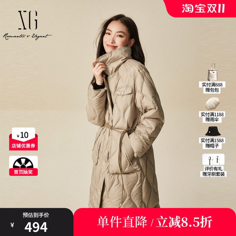 XG/雪歌XJ406070A273鹅绒羽绒服时尚冬季新款中长款加厚外套女装