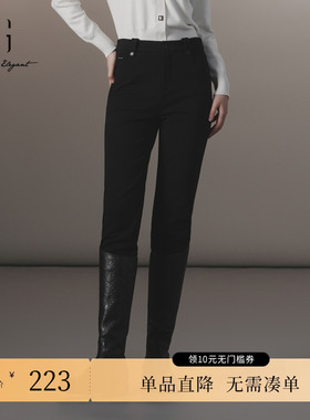XG雪歌XJ402057A490黑色修身休闲裤时尚冬季新款高腰弹力铅笔裤女