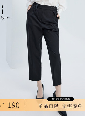 XG雪歌XJ302004A290黑色通勤休闲裤时尚秋季新款标签设计九分裤女