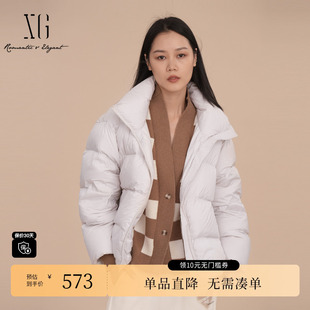 长袖 新款 保暖外套女 冬季 XG雪歌XJ406122A951高领白鸭绒羽绒服时尚