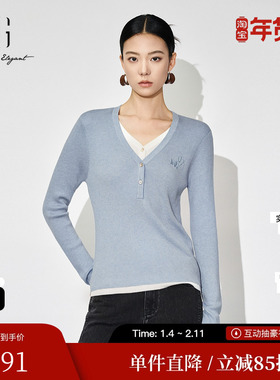 XG/雪歌XJ411070A720绣花长袖毛针织衫时尚冬季新款绵羊毛毛衫女